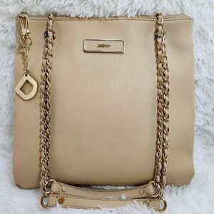 DKNY Saffiano Leather Slim Convertible Shoulder Bag Chain Strap | Crossbody
